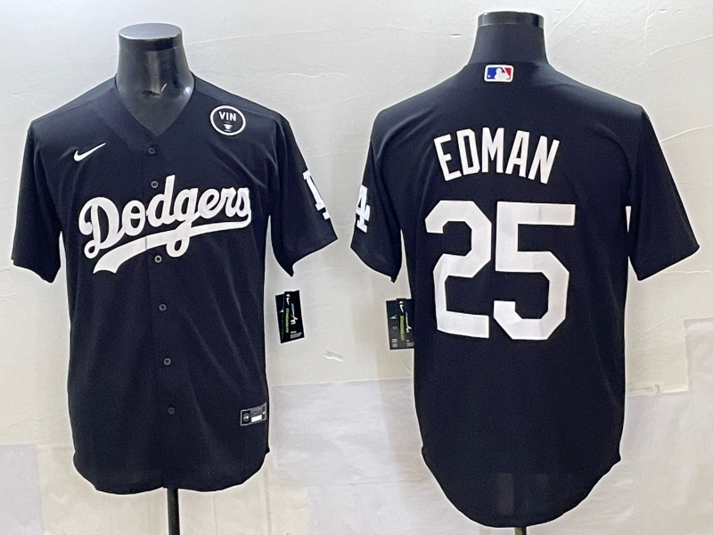 Men Los Angeles Dodgers #25 Edman black Nike MLB jersey style 4->youth mlb jersey->Youth Jersey
